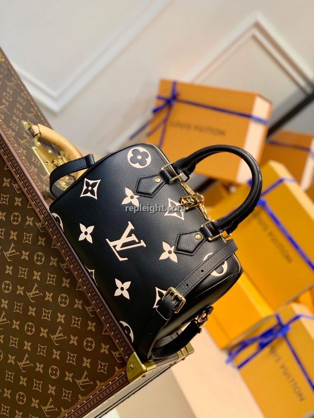 LOUIS VUITTON-M58947 루이비통 블랙/베이지 모노그램 앙프렝뜨 스피디 반둘리에 25