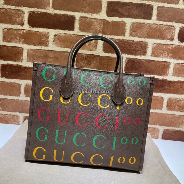 GUCCI-680956 2592 구찌 브라운 가죽 Gucci 100 스몰 토트백