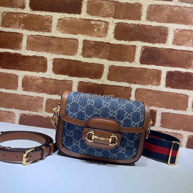 GUCCI-658574 8391 구찌 블루 오가닉 GG 홀스빗 1955 미니 백