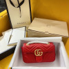 GUCCI-446744 6433 구찌 GG Marmont 미니 소프트 스트럭처드 체인 숄더백 레드