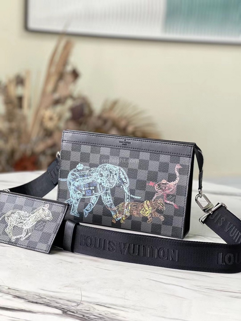 LOUIS VUITTON-N64608 루이비통 다미에 그라파이트 스탬프 가스통 웨어러블 월릿