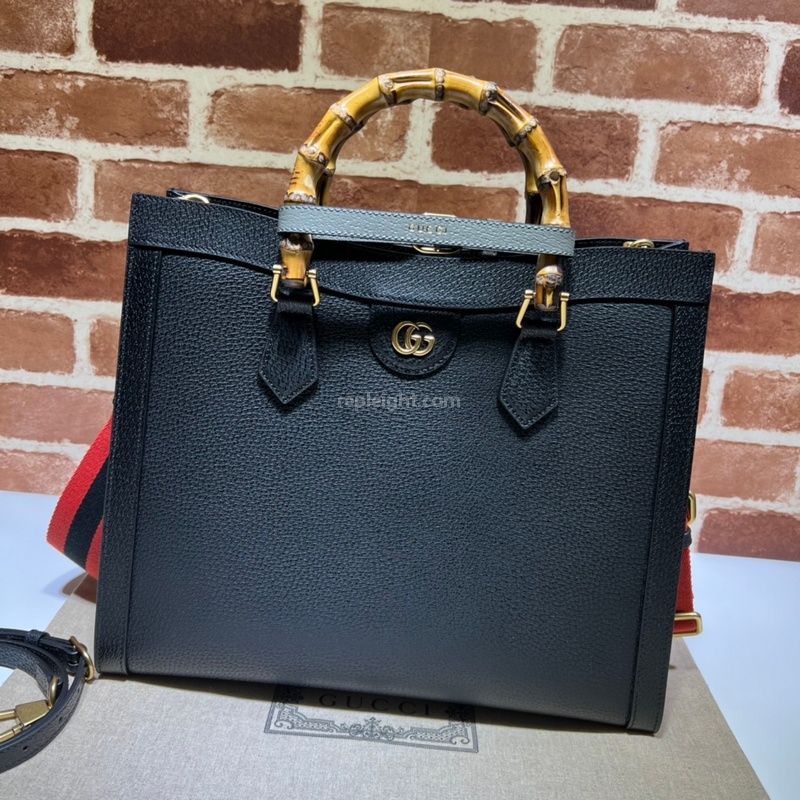 GUCCI-678842 1260 구찌 블랙 레더 다이애나 미디엄 토트백