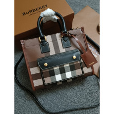 BURBERRY-80543091 버버리 체크 가죽 미니 프레야 토트백