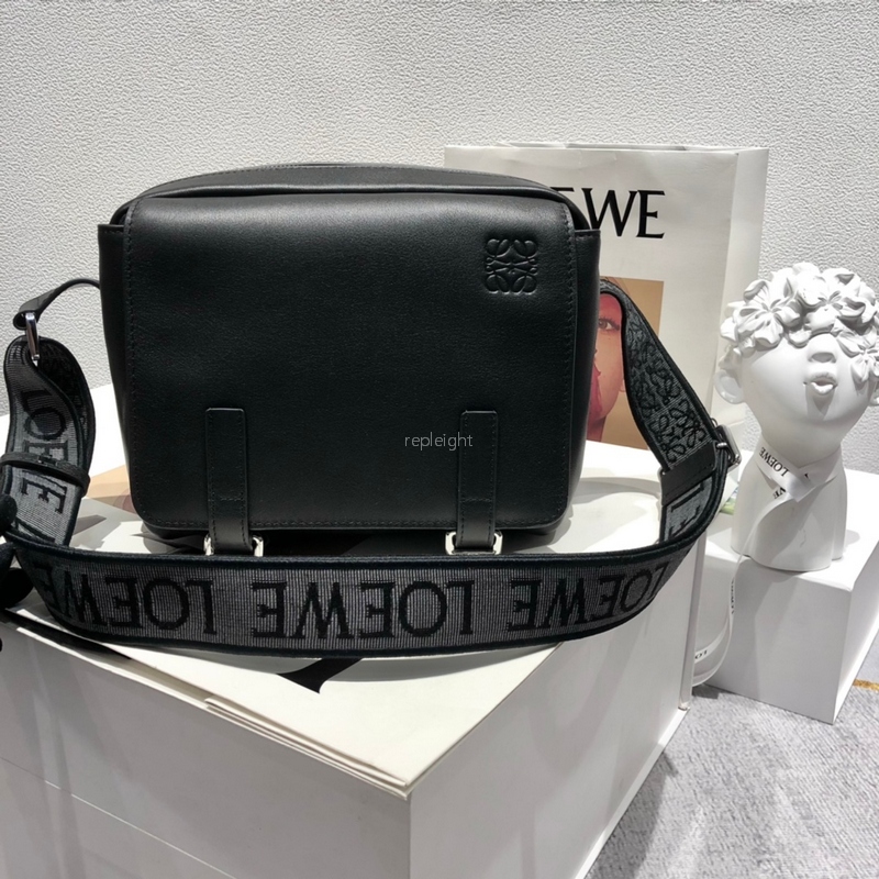 로에베 - LOEWE 0010744506 카프스킨 및 자카드 XS 밀리터리 메신저 백