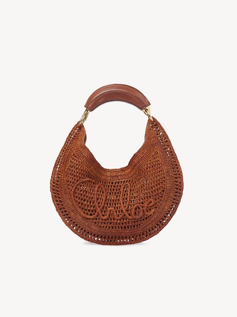 CHLOE-끌로에 CH25US902P0826M Clay Brown 라피아 Summer Banana 호보백