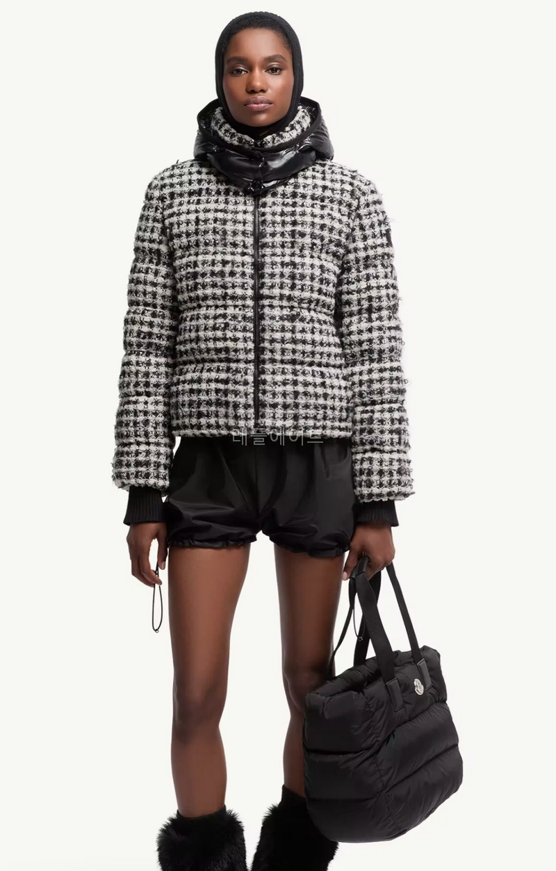 몽클레어-MONCLER K20931A00246598YN Andronne 트위드 후드 쇼트 다운 재킷