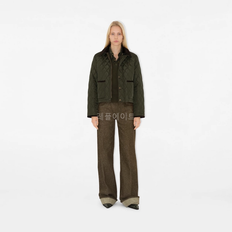 BURBERRY - 버버리 81050991 크롭 퀼팅 나일론 재킷