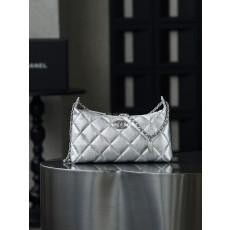 샤넬 호보 백 메탈릭 송아지 가죽 실버 메탈