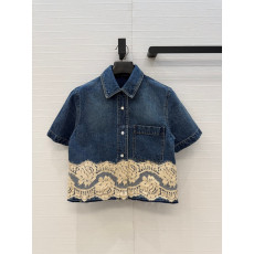 Dolce&Gabbana-F4C6NDG8O 데님 레이스 셔츠