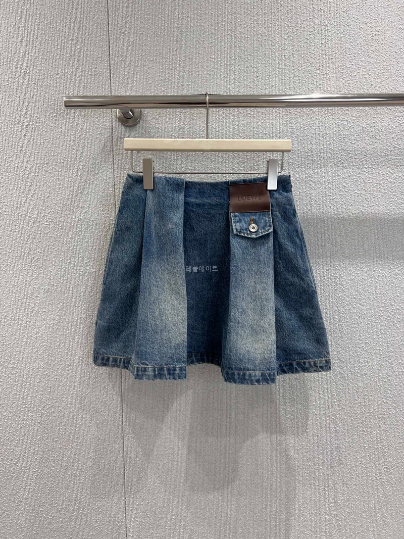 Loewe - 로에베 플리츠 데님 미니스커트